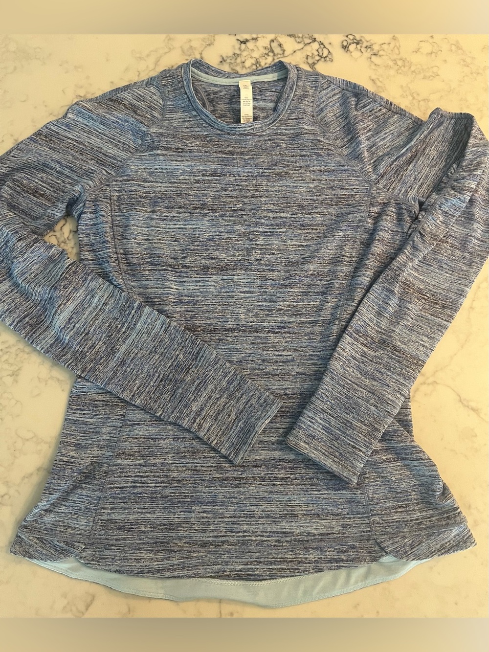 Lululemon Run Rulu Long Sleeve Top Women's Size 10 Blue Space Dye Thumbholes